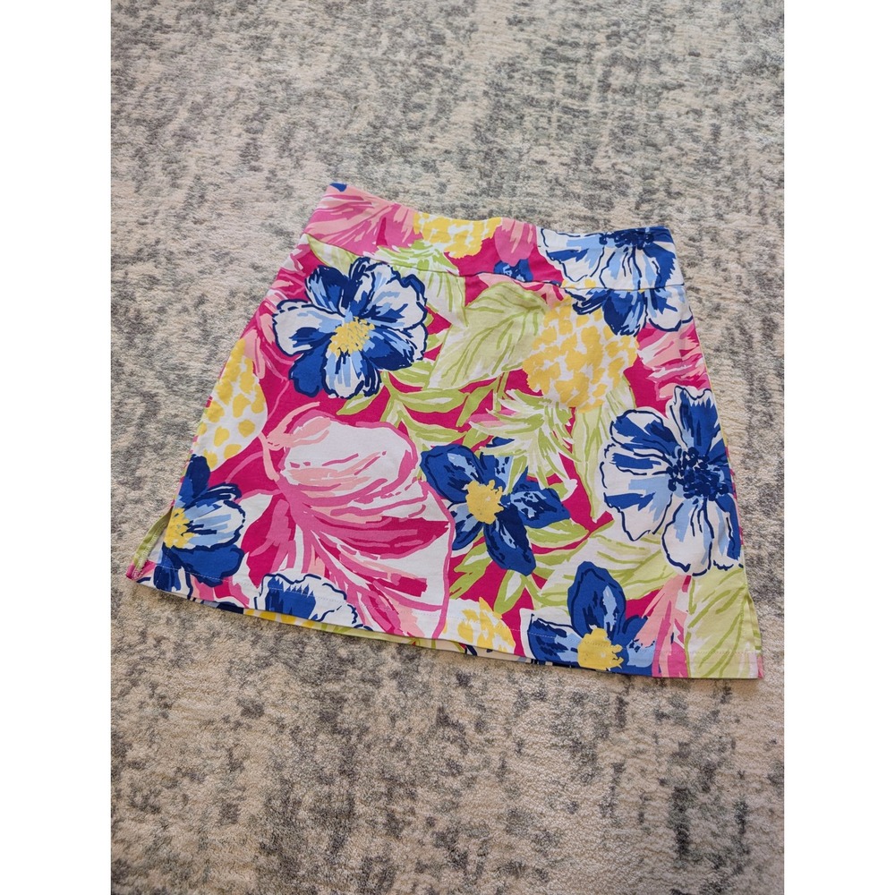 Rafaella Colorful Floral Pull On Golf Skort Skirt Pink Blue Tropical Women's XS